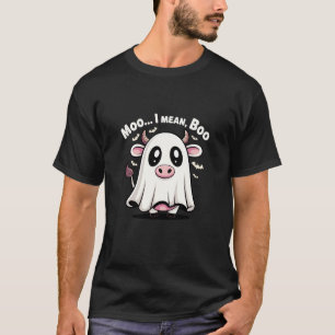 Schattige Koe Geest Halloween Pun Moo Ik Bedoel Bo T-shirt