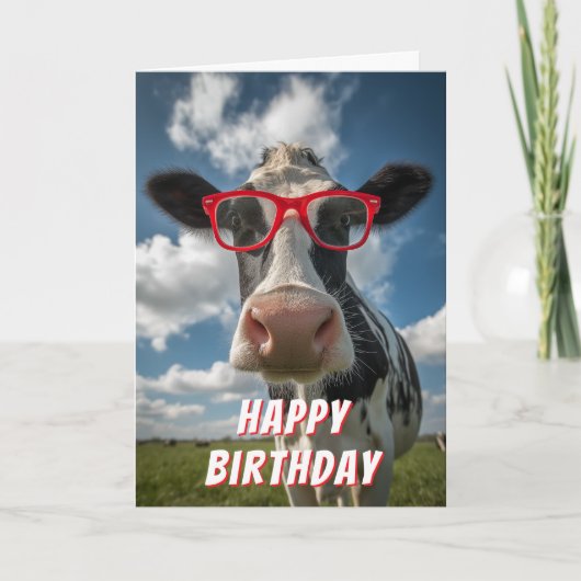 Schattige Koe Gelukkige Verjaardag Kaart (Voorkant)