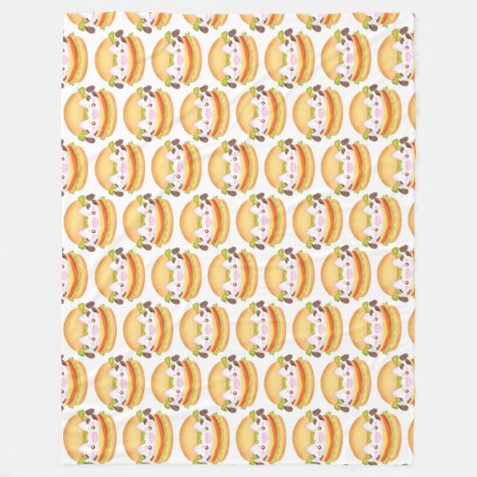 Schattige Koe hamburger Fleece Deken (Voorkant)