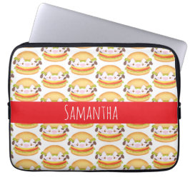 Schattige Koe hamburger Laptop Sleeve