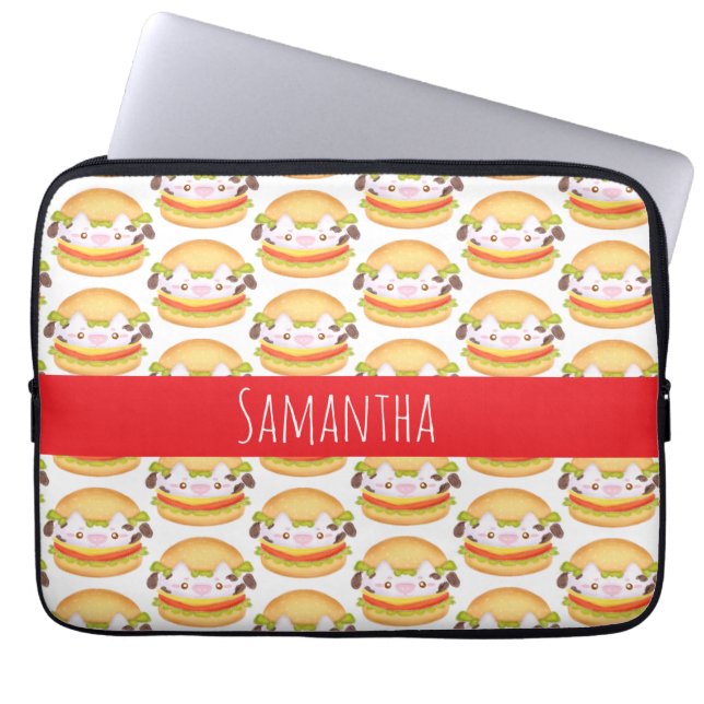 Schattige Koe hamburger Laptop Sleeve (Voorkant)
