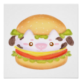 Schattige Koe hamburger Perfect Poster