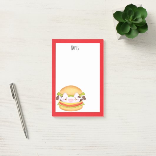 Schattige Koe hamburger Post-it® Notes (Kantoor)