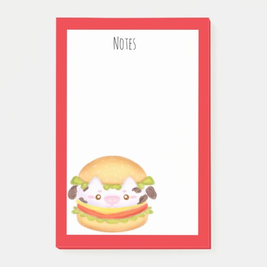 Schattige Koe hamburger Post-it® Notes (Voorkant)