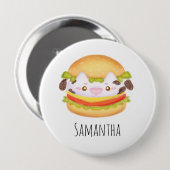 Schattige Koe hamburger Ronde Button 4,0 Cm (Voorkant /achterkant)