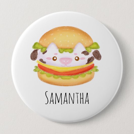 Schattige Koe hamburger Ronde Button 4,0 Cm (Voorkant)