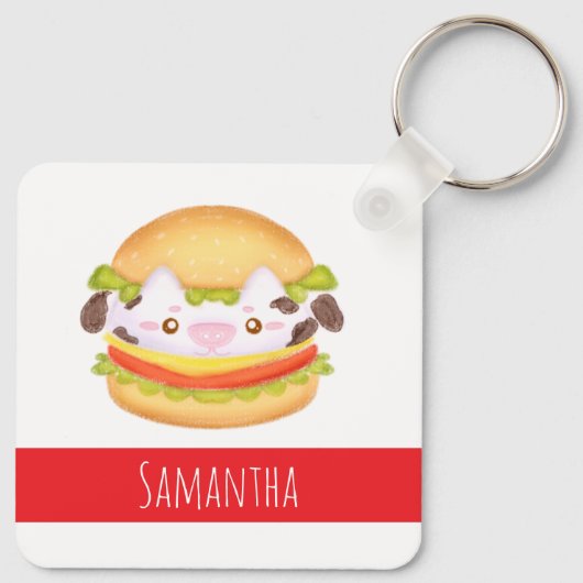 Schattige Koe hamburger Sleutelhanger (Achterkant)