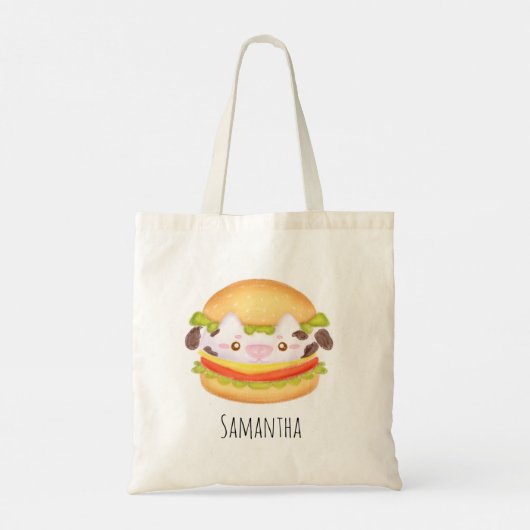 Schattige Koe hamburger Tote Bag (Achterkant)