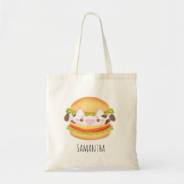 Schattige Koe hamburger Tote Bag