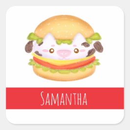 Schattige Koe hamburger Vierkante Sticker
