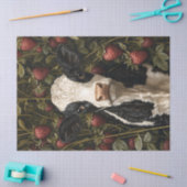 Schattige Koe Kalf Aardbei Achtergrond Decoupage Tissuepapier (Craft)