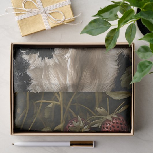 Schattige Koe Kalf Aardbei Achtergrond Decoupage Tissuepapier (Geschenk)