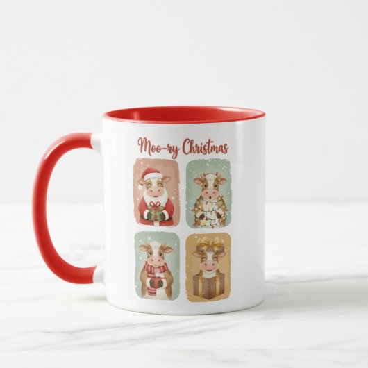 Schattige Koe Kerstmis – Moo-ry Kerstmis Mok (Links)