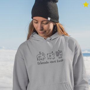 Schattige Koe Kip Varken Doodle Vegan Vegetarisch Hoodie