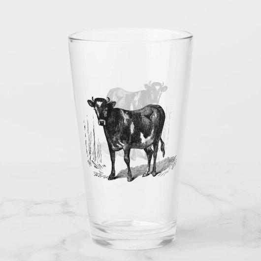 Schattige  koe Landglas Glas (Achterkant)