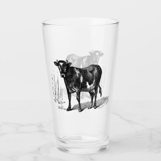 Schattige  koe Landglas Glas (Voorkant)