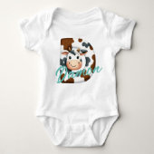 Schattige Koe Letter D Baby Outfit met aangepaste Romper (Voorkant)
