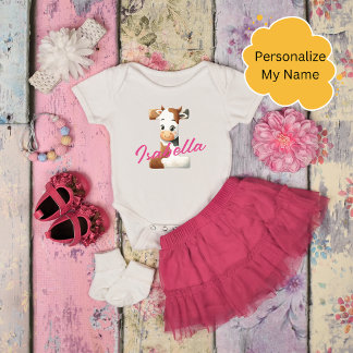 Schattige Koe Letter I Baby Outfit met aangepaste  Romper