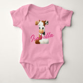 Schattige Koe Letter I Baby Outfit met aangepaste  Romper (Voorkant)