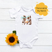 Schattige Koe Letter M Baby Outfit met aangepaste Romper