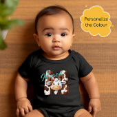 Schattige Koe Letter M Baby Outfit met aangepaste Romper