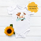 Schattige Koe Letter O Baby Outfit met aangepaste  Romper
