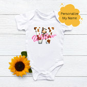 Schattige Koe Letter W Baby Outfit met aangepaste  Romper