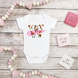 Schattige Koe Letter W Baby Outfit met aangepaste  Romper