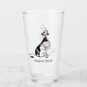schattige koe liefhebbers voegen naam toe glas (Achterkant)