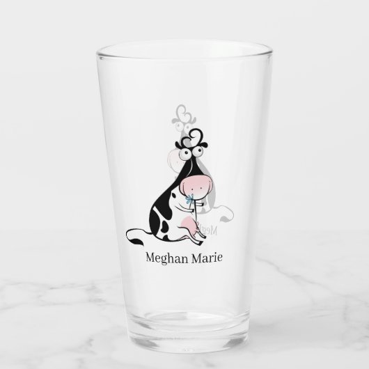 schattige koe liefhebbers voegen naam toe glas (Achterkant)