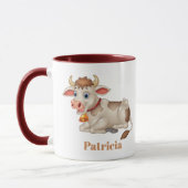 schattige koe liefhebbers voegen naam toe mok (Links)