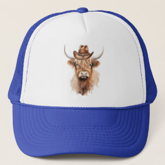 schattige koe met een hoed trucker pet