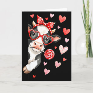 Schattige Koe Met Hartjes & Snoep - Valentijn Koe  Kaart