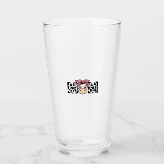 Schattige Koe Moeder Boog Grafisch Ontwerp_1 Glas (Voorkant)