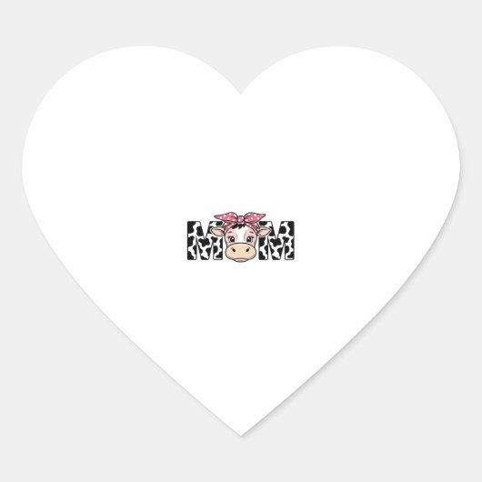 Schattige Koe Moeder Boog Grafisch Ontwerp_1 Hart Sticker (Voorkant)
