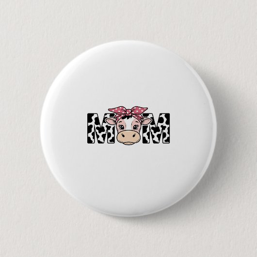 Schattige Koe Moeder Boog Grafisch Ontwerp_1 Ronde Button 5,7 Cm (Voorkant)