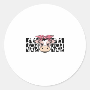 Schattige Koe Moeder Boog Grafisch Ontwerp_1 Ronde Sticker
