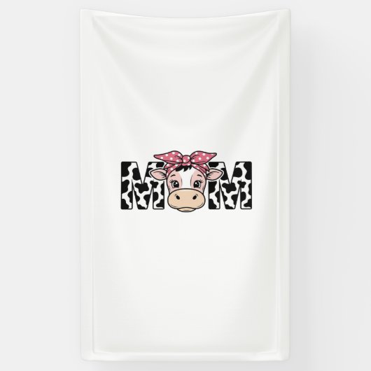 Schattige Koe Moeder Boog Grafisch Ontwerp_1 Spandoek (Verticaal)