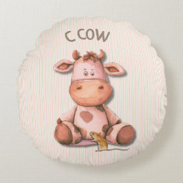 Schattige Koe Nursery Design met C Koe Accent Rond Kussen