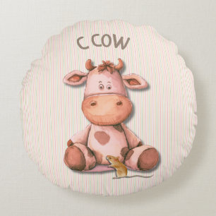 Schattige Koe Nursery Design met C Koe Accent Rond Kussen
