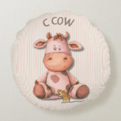 Schattige Koe Nursery Design met C Koe Accent Rond Kussen (Achterkant)