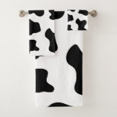 schattige koe op zwarte en witte boerderij bad handdoek (Insitu)