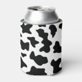 schattige koe op zwarte en witte boerderij blikjeskoeler (Blikje Voorkant)