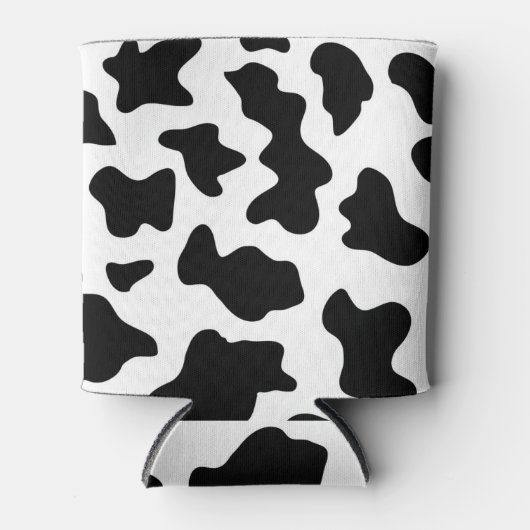 schattige koe op zwarte en witte boerderij blikjeskoeler (Voorkant)