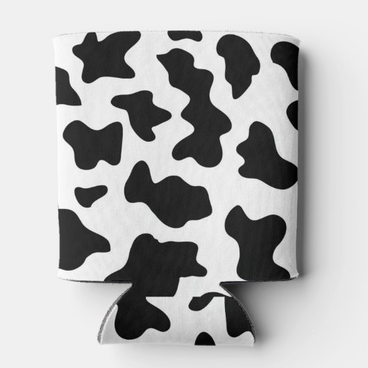 schattige koe op zwarte en witte boerderij blikjeskoeler (Achterkant)