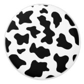 schattige koe op zwarte en witte boerderij keramische knop (Voorkant)