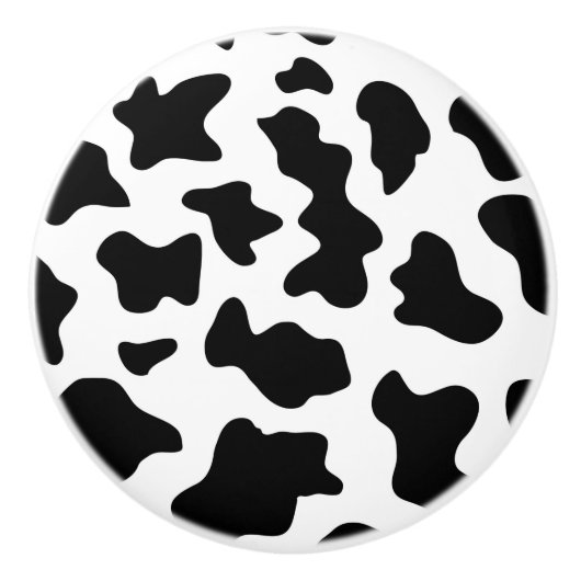 schattige koe op zwarte en witte boerderij keramische knop (Voorkant)