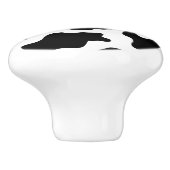 schattige koe op zwarte en witte boerderij keramische knop (Zijkant)