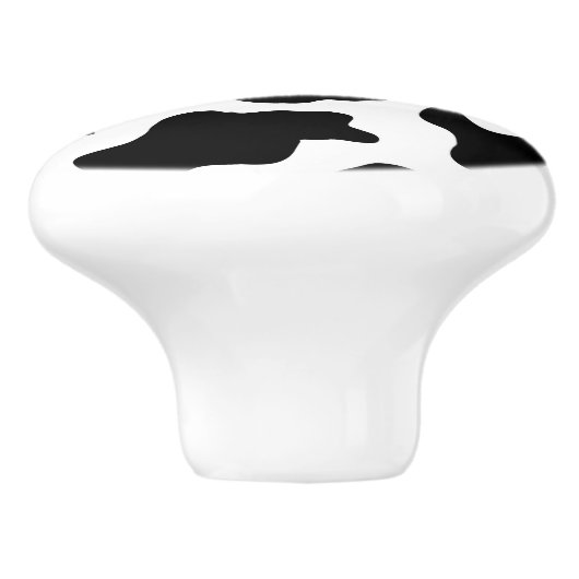 schattige koe op zwarte en witte boerderij keramische knop (Zijkant)