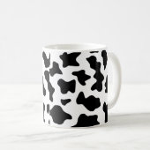 schattige koe op zwarte en witte boerderij koffiemok (Voorkant rechts)